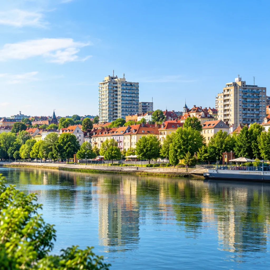 Vue urbaine des quais de Seine à Alfortville
